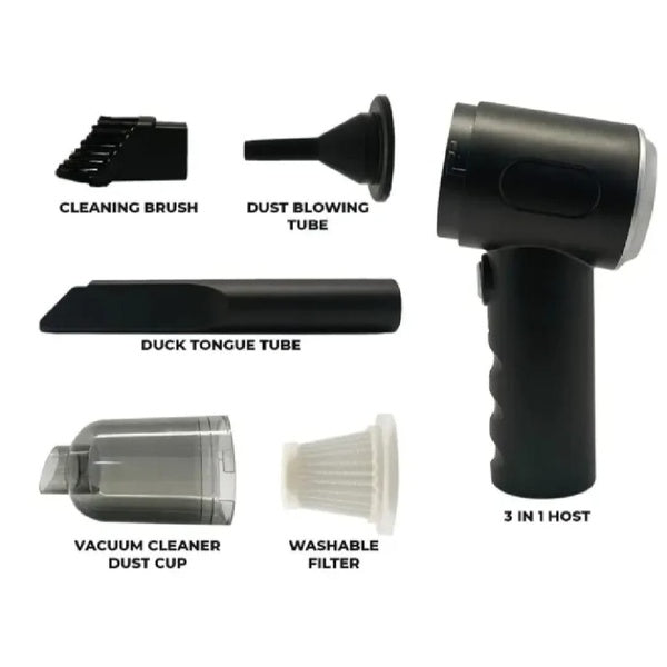 Powerful 3-in-1 Cordless Handheld Vacuum Cleaner with LED Light - Wet &amp; Dry, Strong Suction for Car, Sofa, Carpet &amp; Home Cleaning (With box)