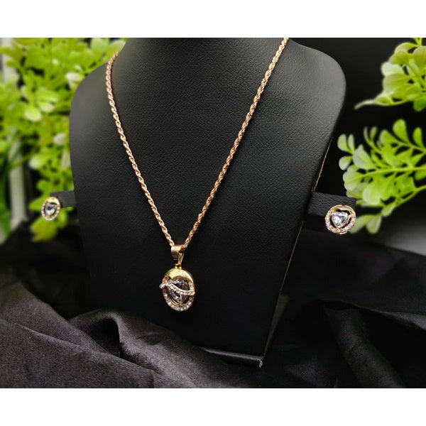 Imported Timeless Elegance Gold Pendant Necklace Set with Radiant Crystals | Girls &amp; Women Fashion - GlowLaa.com