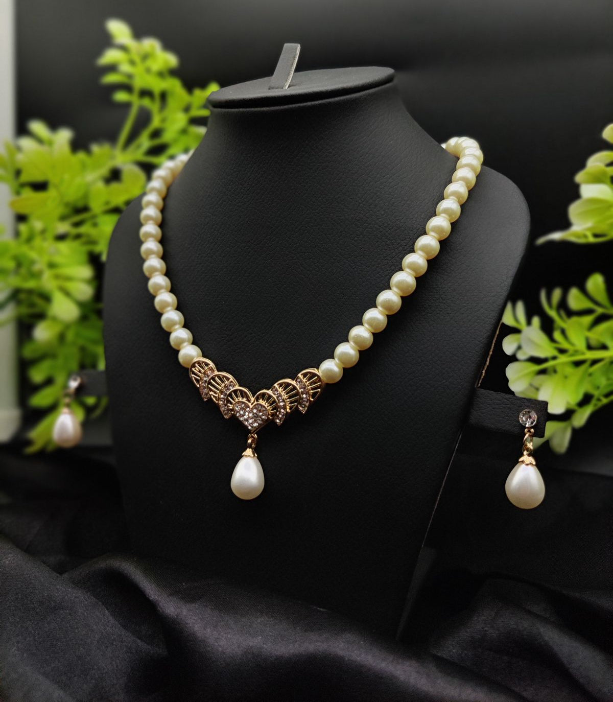 Imported Timeless Pearl Elegance Necklace Set with Drop Earrings | Girls &amp; Women Fashion
