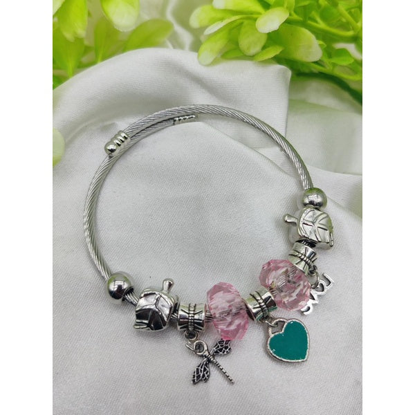 1 Piece Imported Elegant Pandora Bracelet with Heart &amp; Love Charms ??? | Best Quality Bracelet For Girls &amp; Women | Girls &amp; Women Jewellery