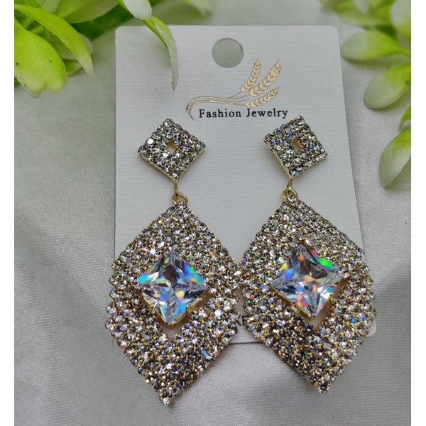 Imported Dazzling Geometric Crystal Drop Earrings - Nickel-Free Luxury Earrings – Nickel Free Earrings - Luxurious Gold Finish | Best Quality Artificial Earrings For Girls &amp; Women - GlowLaa.com