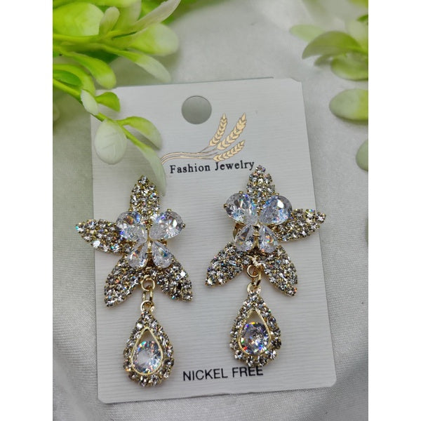 Imported Stunning Crystal Floral Earrings with Teardrop Accent - Nickel Free | Best Quality Artificial Earrings For Girls &amp; Women - GlowLaa.com