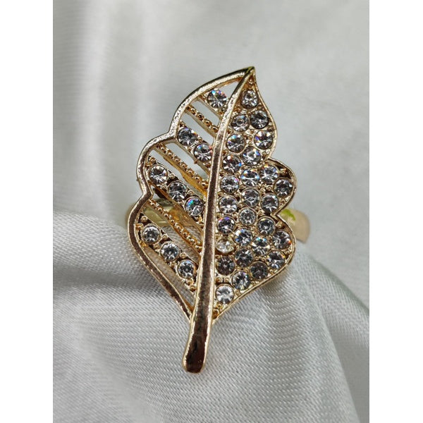 1 Piece Imported Elegant Crystal-Studded Leaf Ring | Best Quality Ring For Girls &amp; Women | Adjustable Ring | Elegant Design Ring For Every Occasion 