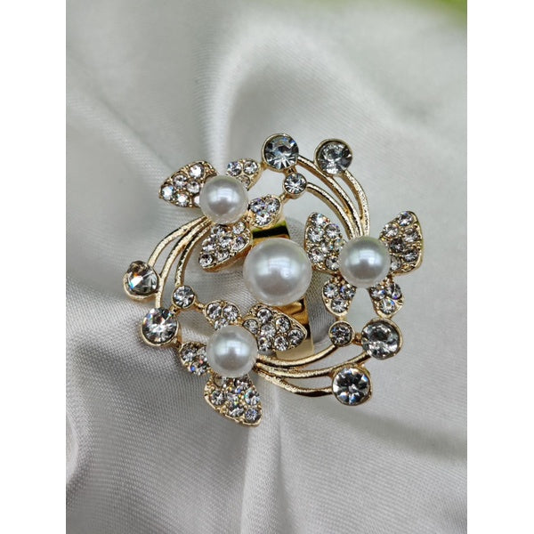 1 Piece Imported Exquisite Floral Pearl Ring – A Symphony of Elegance and Sparkle ?? | Luxurious Design Ring | Adjustable Ring | Ring For Girls &amp; Women