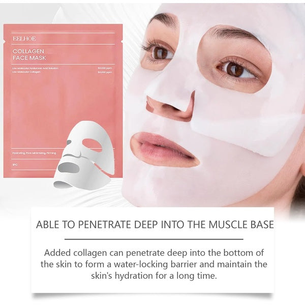 01 Pc Bio-Collagen Real Deep Mask, Hydrating Over Night, Facial Sheet Mask, Pore Minimising, Firming, Collagen Mask, Hydrating Overnight Skin Care Mask - 34gram - GlowLaa.com
