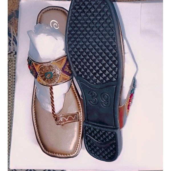 Kolhapuri Chappal Design No. 25-75 – Elegant Beige Color Traditional Footwear (With Box ) - 7 - GlowLaa.com