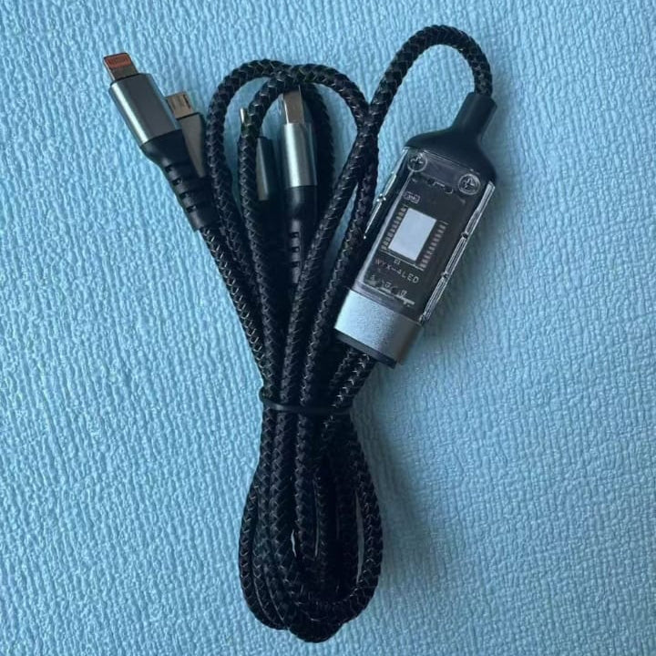 Gamen 3 in 1 Fast Charging Cable | 100W Fast Charging Cable Multi Charger Cable Nylon Braided Multiple USB Universal 3 In 1 Charging Cord Adapter With Type-C Micro BYJ ( With Box )