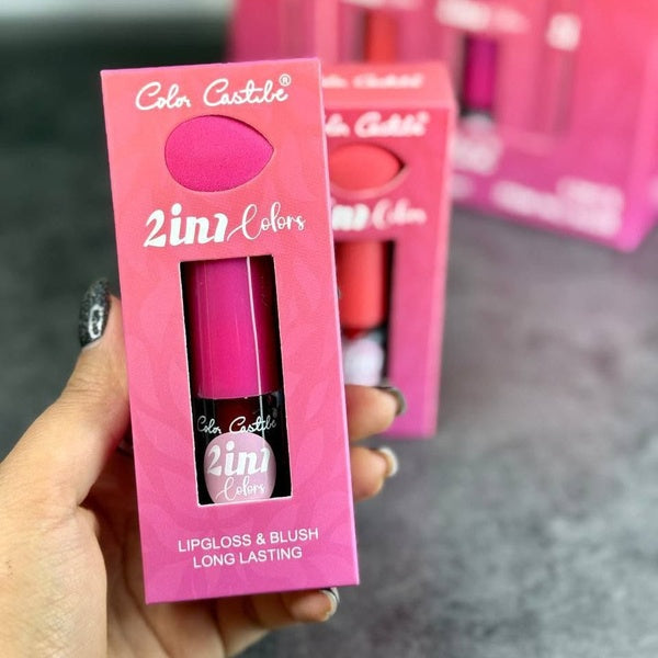 Moccallure Professio2 in 1 Makeup Deal – Color Castile Lip Gloss &amp; Blush | Liquid Beauty Combo | Long-Lasting Radiance | Dual-Use Magicnal 18-Colors Lipstick Kit – Long-Lasting, Hydrating &amp; Compact | Unisex Makeup Set (Copy) - Pink - GlowLaa.com