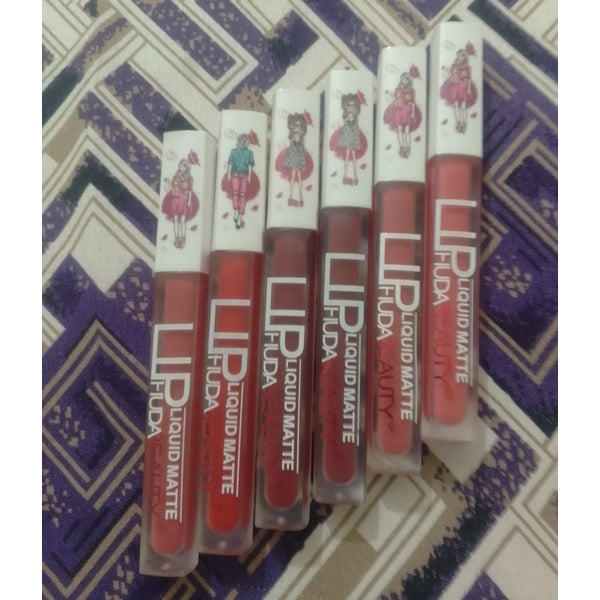 6-Piece Matte Lip Gloss Set – Multicolor Shades, Long-Lasting Liquid Formula, Velvet Finish - Random Shades (without box)