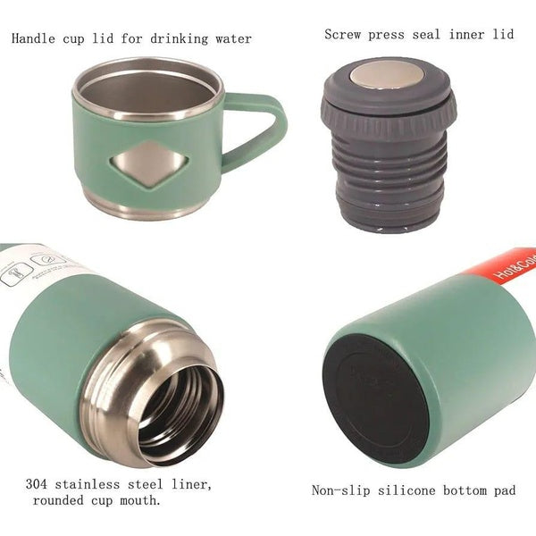 1 Cup Vaccume Insulated Water Bottle | New Creative Gift Box Set Vacuum Cup Set 500ml 304 Stainless Steel Thermos