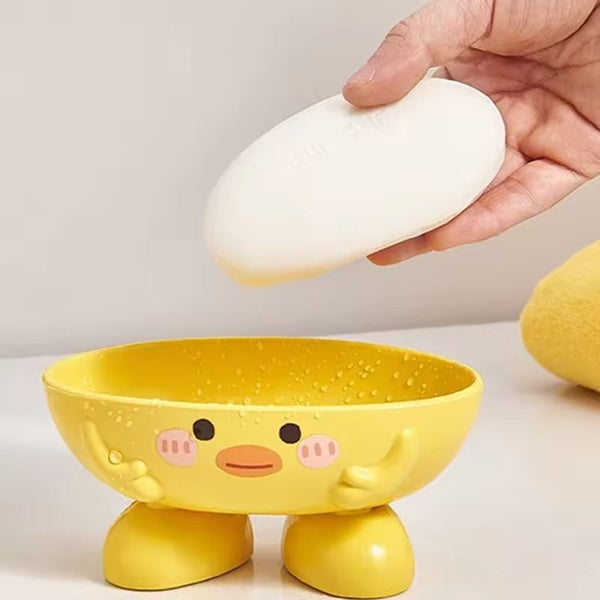 Cartoon Holder  Shape Soap Box Drain Soap Holder Bathroom Shower Drain Soap Dish Soap Storage Container(yellow color) - GlowLaa.com