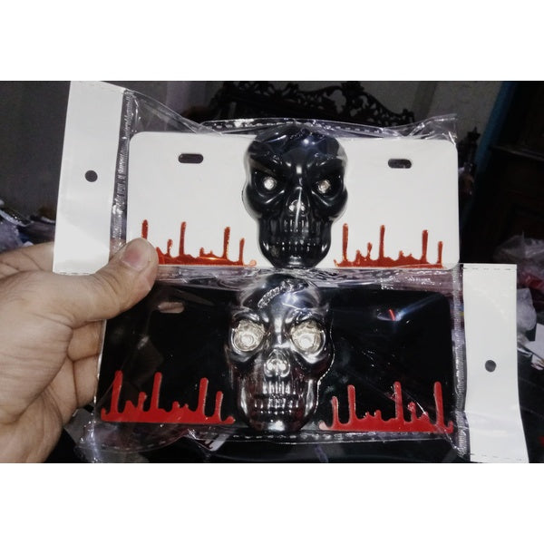 Skull LED Back Number Plate for 70cc &amp; 125cc Bikes – Most Trending Styling Accessory - Black - GlowLaa.com
