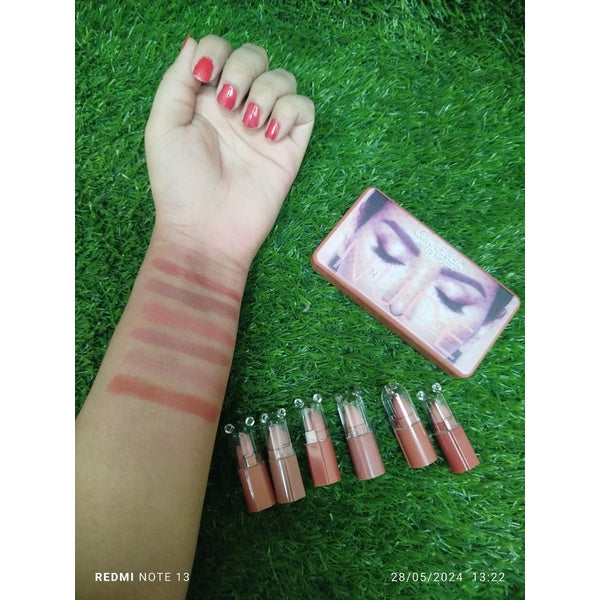 Nude Shade Velvet Matte Lipstick [Pack Of 6] | Matte Lispsticks Pack - GlowLaa.com