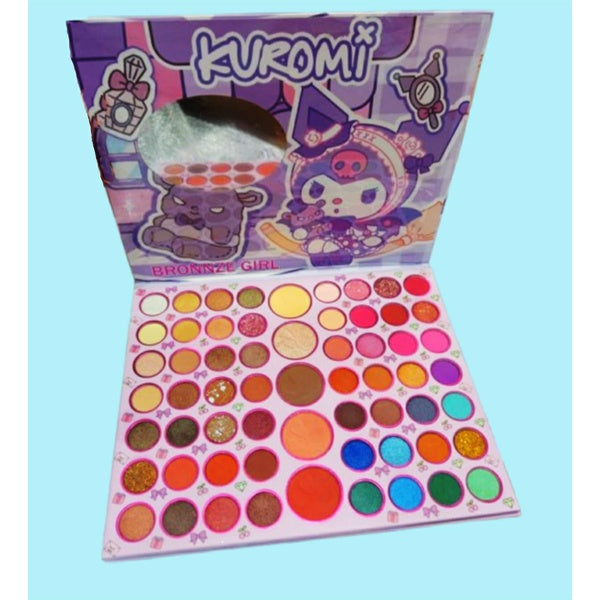 Kuromi 61-Color Eyeshadow Palette – High Pigment, Matte &amp; Shimmer Shades for Creative Eye Looks - GlowLaa.com