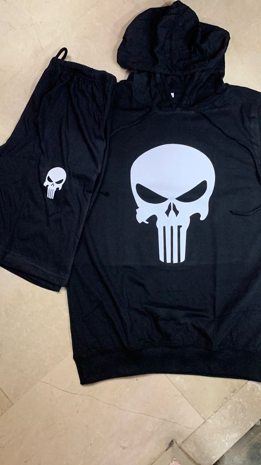 Men's Quick Dry Hooded+short Vest | Solid Black Color Fitness Training Muscle Workout Gym track suit for man - M