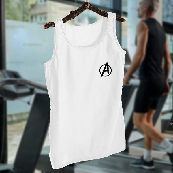 Pack of 1 Avengers Logo White Sando Jersey  for Men | Sleeve-Less 100% Pure Sando - M - GlowLaa.com