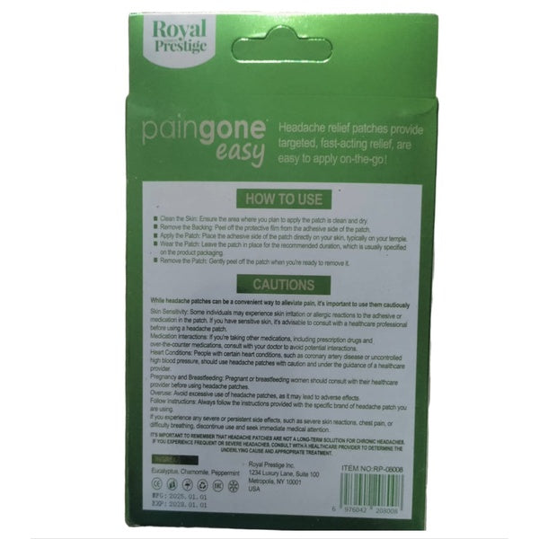 Paingone easy Headache Relief Patch for Temporary Relief of Headaches [10 Patches] - GlowLaa.com