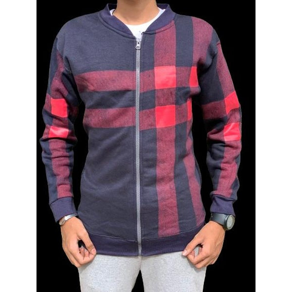 Men's Stylish Zipper Jacket with Contrast Checked Zipper | Jacket For Men's &amp; Boys | Stylish Jacket For Formal &amp; Casual Wear | Checked Design Jacket - M - GlowLaa.com