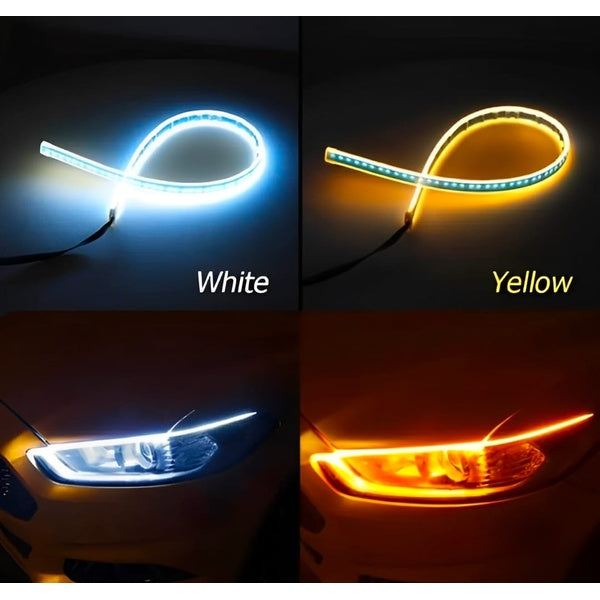 01 Pcs Trending Hub Universal Bike Strip Light – Dual Color Turn Signal (Yellow &amp; White) | Best Quality Strip Light For Motorcycle | Strip Light For Bike