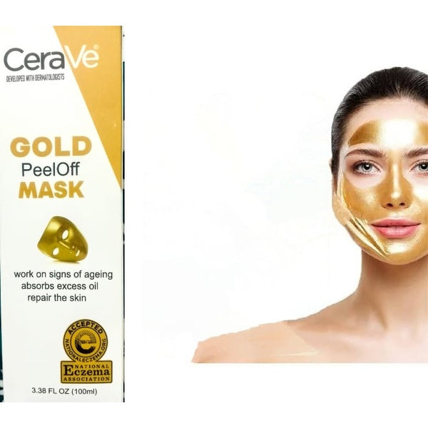 CeraVe Radiant Glow Peel-Off Gold Mask – Deep Cleansing &amp; Brightening Facial Treatment – 100ml - GlowLaa.com
