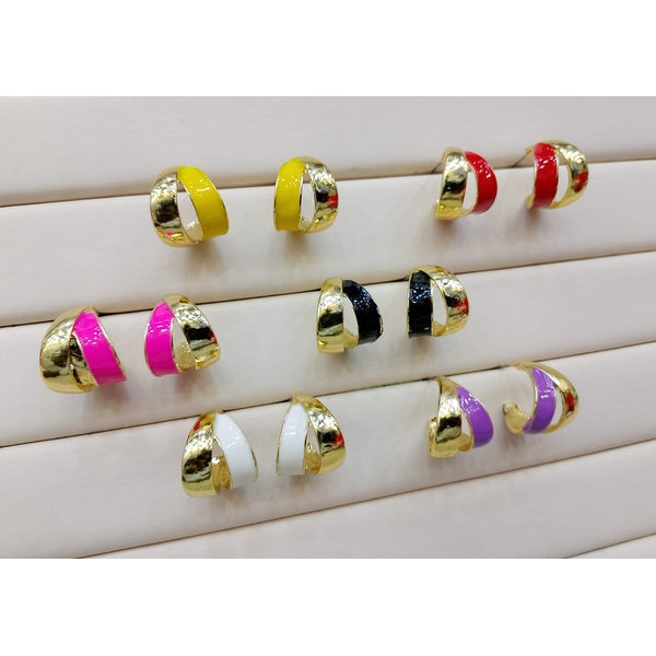 Elegant Dual Colour Korean Gold Plated Earings | Casual wear Fashion Trendy Jewelry - Yellow - GlowLaa.com
