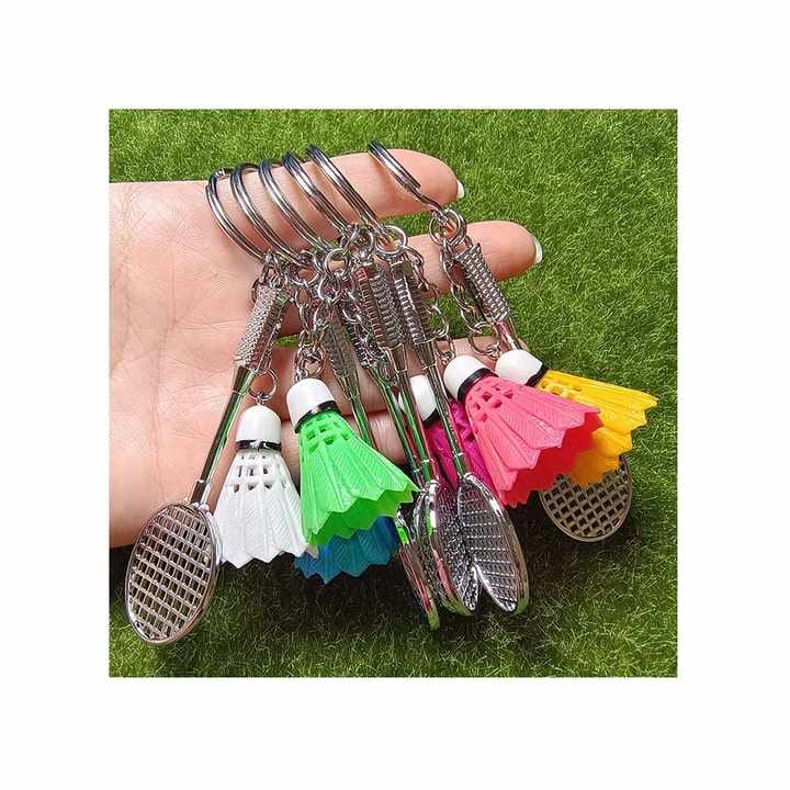 01 PCs Metal Badminton Racket &amp; Ball Keychain – Stylish Keyring Gift for Girls’ Bags &amp; Boys | Random Color Key-Chain
