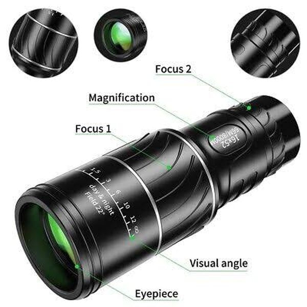 High Professional Monocular 16*52 - Binoculars Dual Focus Anti Reflective Non-infrared HD Monocular Telescope - GlowLaa.com