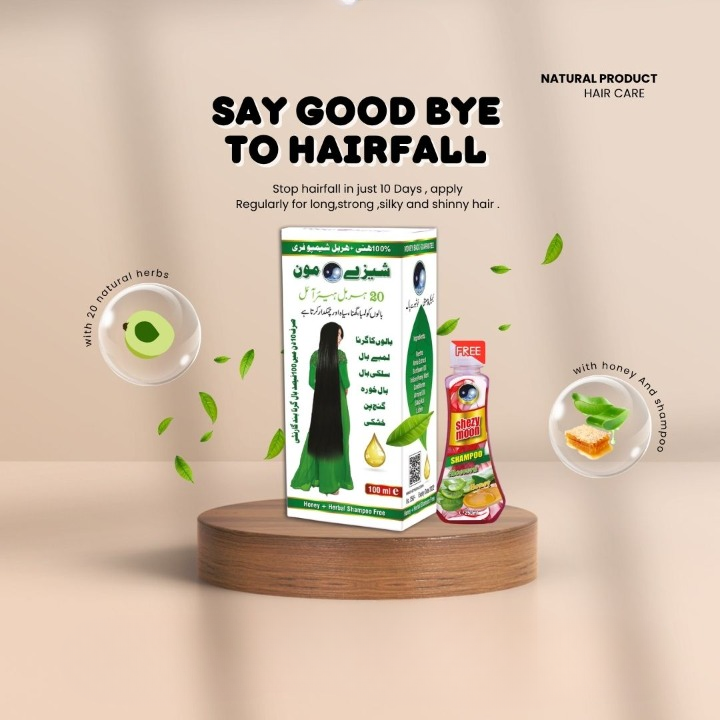 Shezy Moon 20 Herbal Hair OIl + Honey Shampoo Free - Best Quality Shezy Moon Oil &amp; Shampoo For Hair Growth &amp; Hair Thickness - Shampoo For Hair Care - 100ml Oil + 50ml Honey Shampoo Free