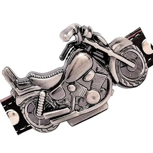 Men’s Motorcycle-Inspired Analog Wrist Watch with Bike Look Stainless Steel Dial – Stylish Daily Watch with Premium Leather Strap (Without Box) - GlowLaa.com