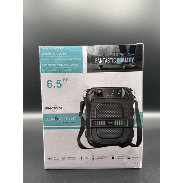 GTS-1191 10W Wireless Portable Bluetooth Speaker with 6.5" Subwoofer, FM Radio, 1200mAh Battery, Loud Volume, USB/AUX/TF Support, Belt Strap for Outdoor Travel, Party, Picnic, Camping Use - GlowLaa.com