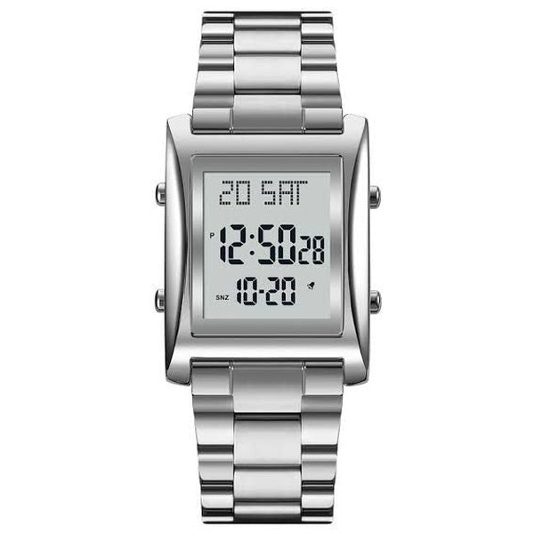 Skmei Men’s Digital Square Watch – Stainless Steel Chain, Quartz Movement, Without box - Golden - GlowLaa.com