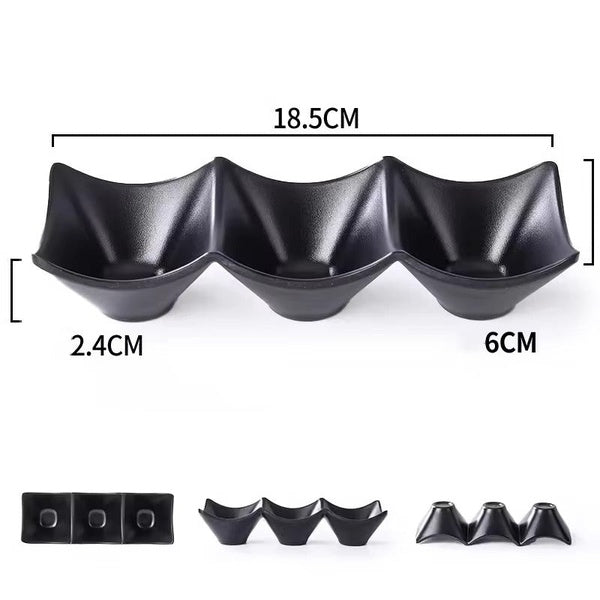 3-Compartment Dipping Sauce Dish – BPA-Free Plastic Condiment Server for Hot Pot, Sushi, Appetizers – Microwave &amp; Dishwasher Safe (random color)