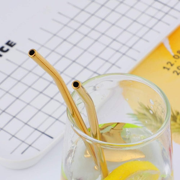 6-Piece Reusable Stainless Steel Straw Spoons with Cleaning Brush – Eco-Friendly