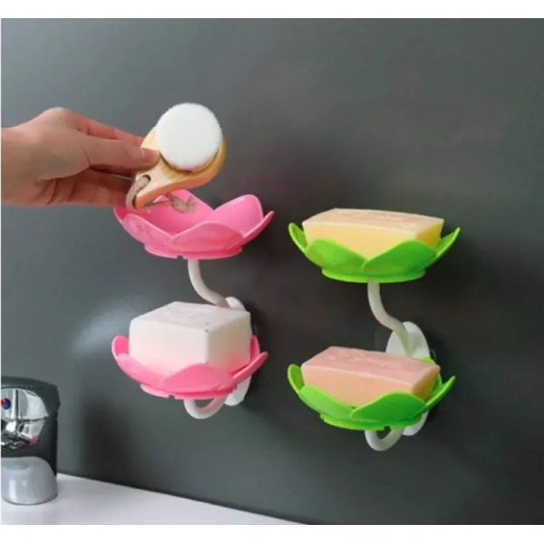 Lotus Flower Wall-Mounted Soap Holder – Self-Draining Bathroom &amp; Kitchen Organizer - pack of 1 - GlowLaa.com