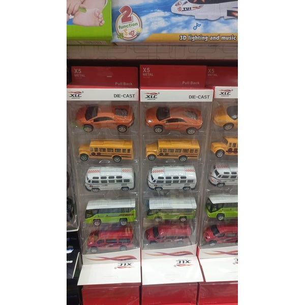 5-Piece Die Cast Metal Car and Bus Set – 1:64 Scale City Vehicle Collection for Kids – Pull Back &amp; Release – Durable Metal &amp; Plastic Construction – Educational Toy for Ages 3+