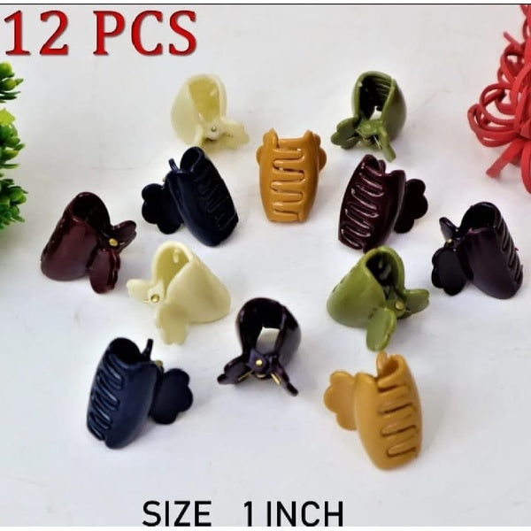 Pack of 12 Hair Catchers – Small Size (1 Inch) Multicolor Plastic Clips for Women &amp; Girls | Strong Grip &amp; Stylish Design (Random Color) - GlowLaa.com