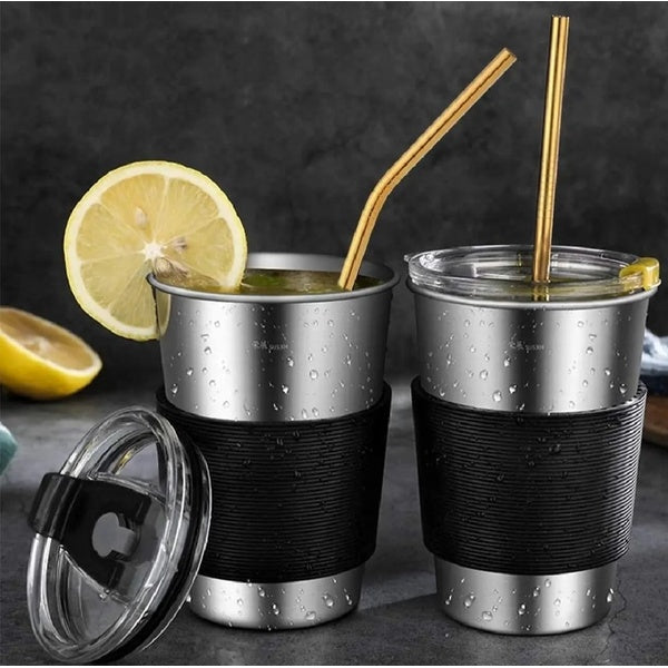 Set of 6 Colorful Reusable Metal Straws – Stainless Steel Drinking Straws with Eco-Friendly Design for Home, Travel &amp; Parties - GlowLaa.com