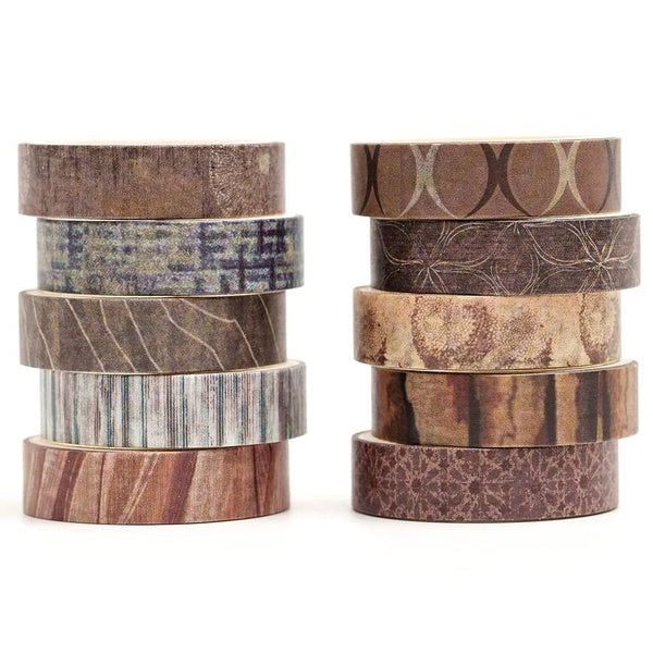 Songdao 10 Rolls Fantasy Washi Tape Set Texture Arts Adhesive Tapes Basic Patterns Decorative Masking Tape Sets for Craft, Kids, Scrapbook, DIY, Gift Wrapping (Style Four) - GlowLaa.com
