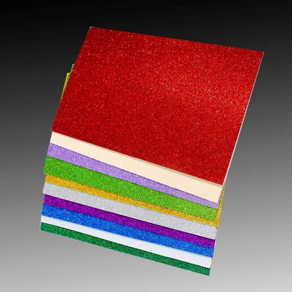 10PCS Glitter Foam Sheets – Premium A4 EVA Craft Adhesive Glitter Paper for DIY, Scrapbooking &amp; School Projects