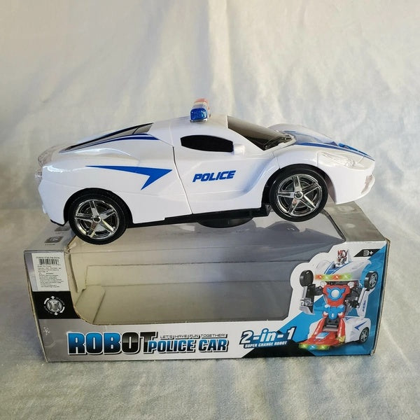 Robot Police Car Toy – Transformer with Lights, Music, Automatic Rotation &amp; Bump-and-Go Movement, Brain Development &amp; Fun Play for Kids - GlowLaa.com