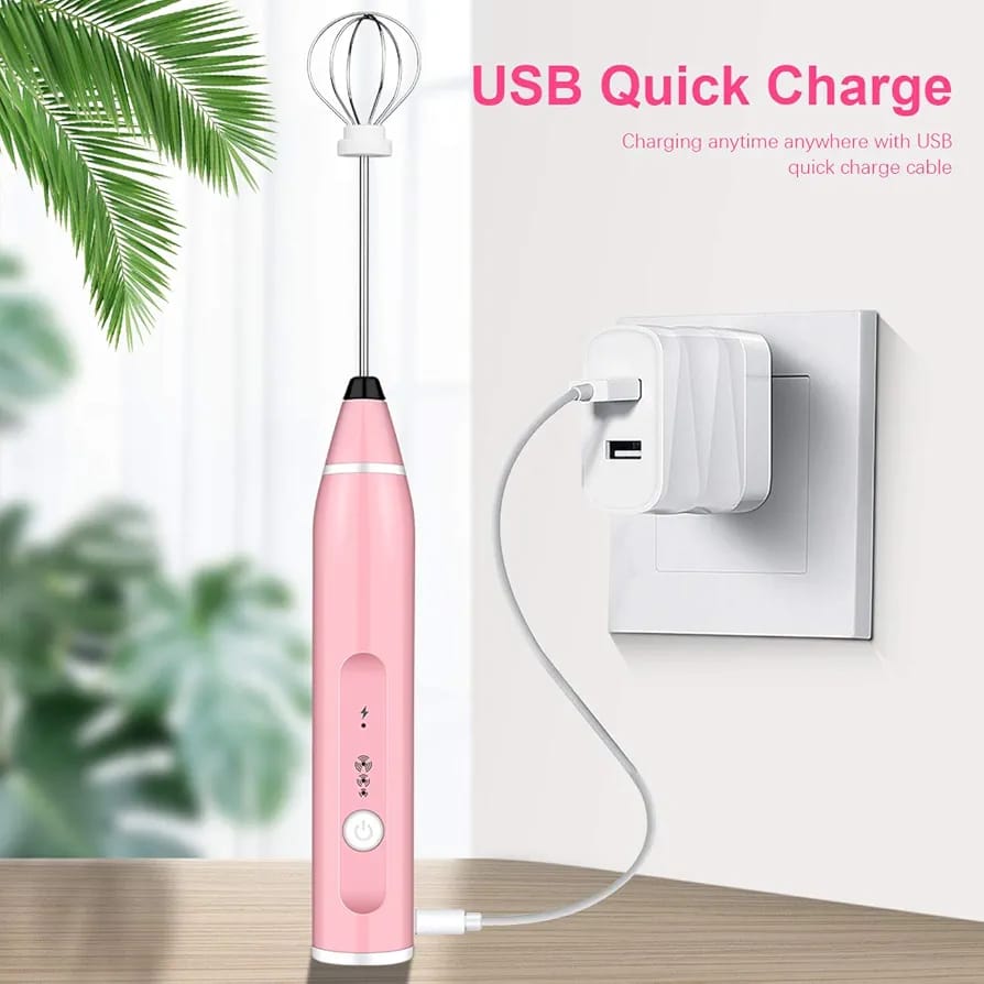 Rechargeable Handheld Milk Frother – 3-Speed Electric Coffee Mixer for Latte, Cappuccino, Hot Chocolate &amp; Drinks (Random color) - GlowLaa.com