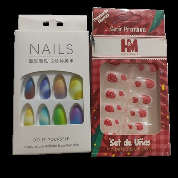 Artificial Press-On Nails Combo Set – Vibrant Colors &amp; Trendy Designs | Reusable &amp; Easy to Apply Nail Art Kit for All Occasions | Artificial Nails - Combo 1 - GlowLaa.com