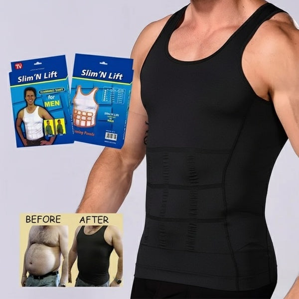 Slim N Fit Body Shaper Vest Shirt - Tank Top Sleeveless Shapewear For Men (Black) - GlowLaa.com