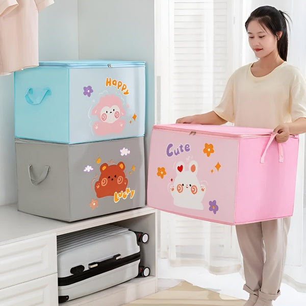 Lucky Teddy Bear Storage Bag - Clothes &amp; Toy Organizer | Cartoon Animal Storage Box (Random Design &amp; color) - GlowLaa.com