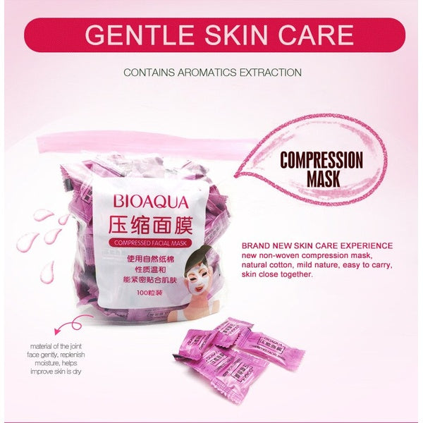 Pack of 50 BIOAQUA Compressed Facial Tablet Face Sheet | 50 Pcs Facial Tablets | Best Quality facial tablets