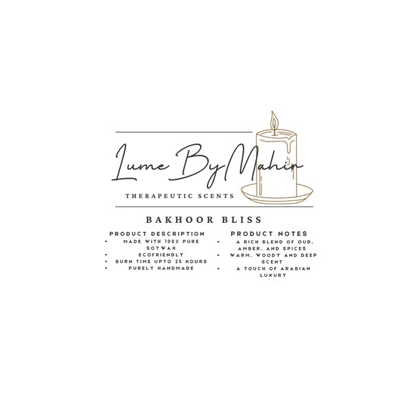 Bakhoor Bliss A Touch of Arabian Luxury – Handmade Oud &amp; Amber Soy Wax Candle - 100 gram - GlowLaa.com