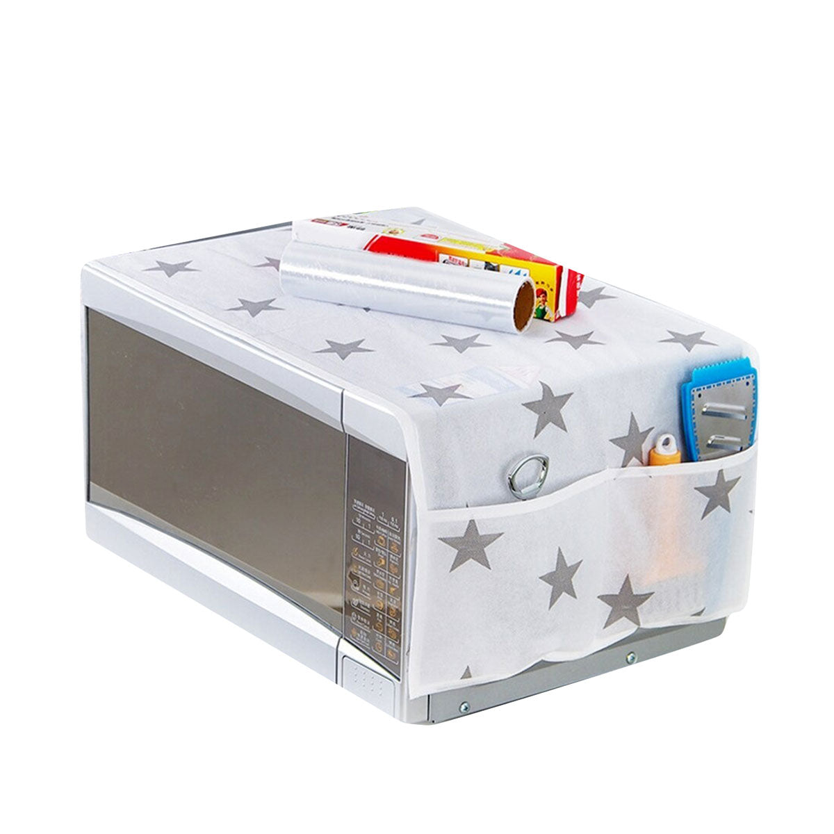 Oven Cover Kitchen Microwave Cover Waterproof Oil Dust Double Pockets Microwave Oven Cover (Random Design) (Made in China)