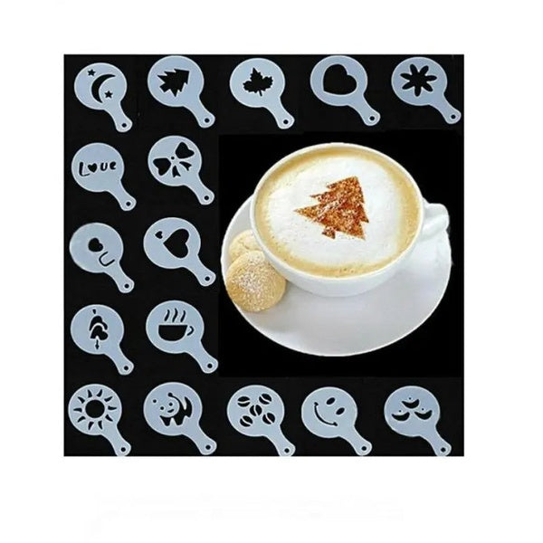 Pack Of 16 Silicone Coffee Art Stencil - GlowLaa.com