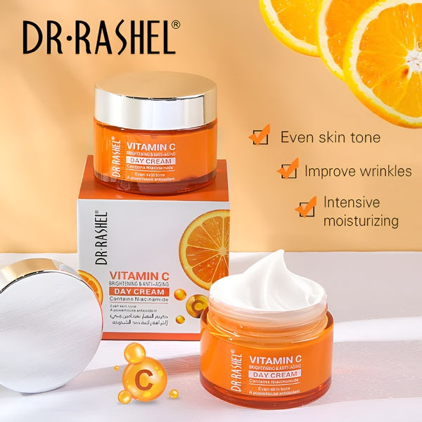 Dr Rashel Vitamin C Brightening And Anti-Aging Day Cream With Niacinamide | Hydrating Face Moisturizer For Glowing Skin – 50g - GlowLaa.com