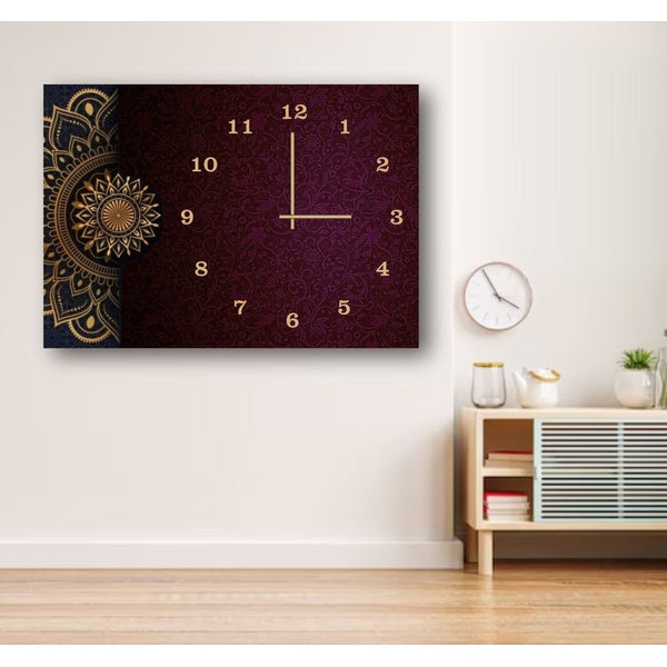 Elegant Digital Printed Wooden Wall Clock – 12x16 Inch Decorative Hanging Clock with Mandala Design | Premium Quality Wall Décor (Without Battery) - GlowLaa.com